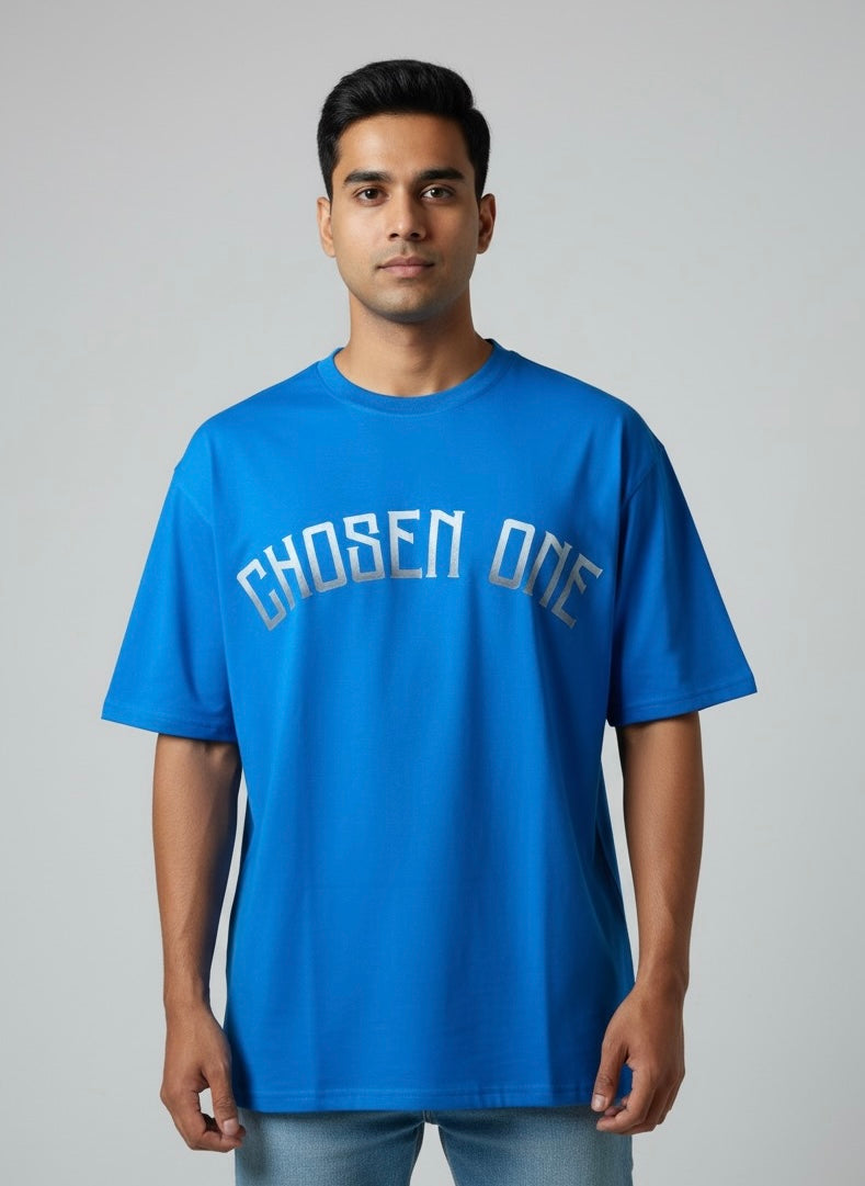 "Chosen One" Angelic Warrior Oversized Tee - Royal Blue