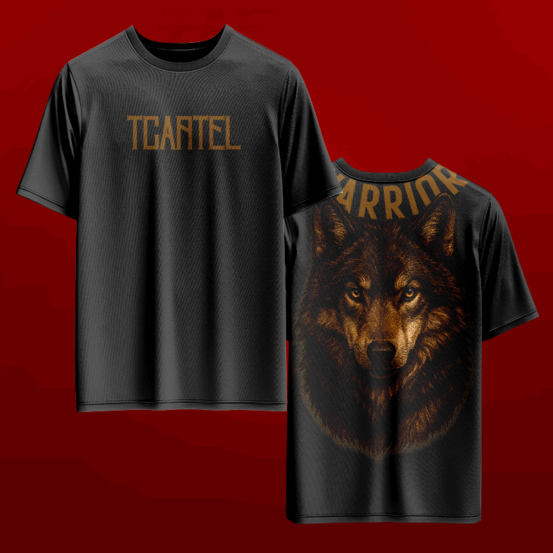 TCARTEL "Alpha Warrior" Premium Cotton T-Shirt - Majestic Wolf Back Print