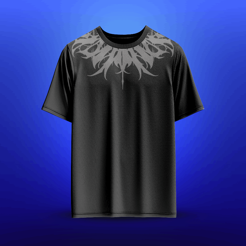 "Echoes of Thought" Premium Cotton T-Shirt - Monochromatic Neck & Back Print