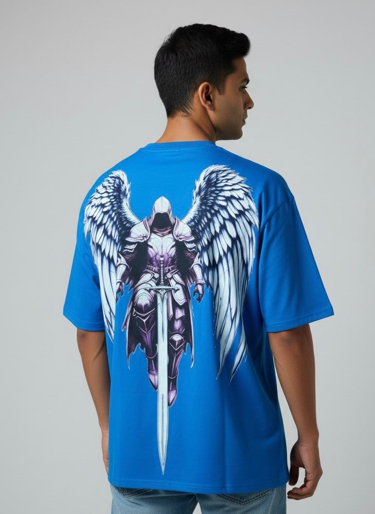 "Chosen One" Angelic Warrior Oversized Tee - Royal Blue