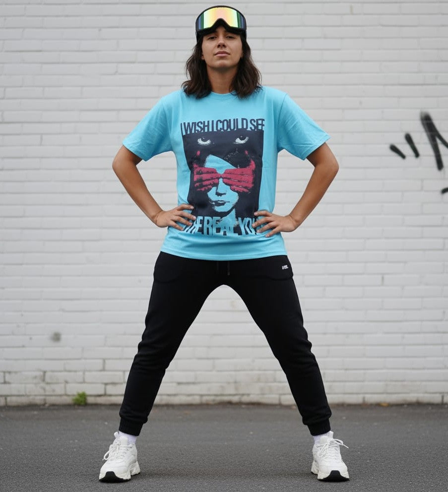The Reality Check Tee - Oversized Sky Blue T-Shirt