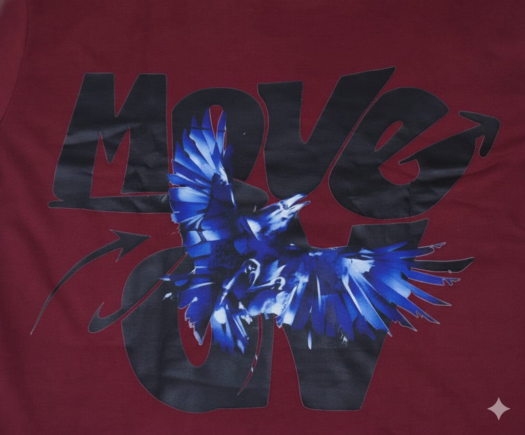 "Move On" Raven Graphic Tee | Premium Maroon Cotton T-Shirt